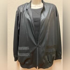 Vintage Gepetto 80s Zip Up Jacket and Shirt Set.  Sz L, rhinestone Mobwife